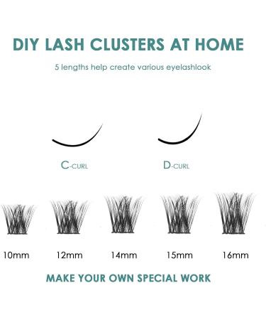 SISILILY Lash Extension Kit- DIY False Eyelashes Fluffy Cluster Lashes with Bond, Seal, Glue, and Tweezers - C D Curl 10/12/14/15/16mm - 120 Clusters (DM01-mix) - Buy Online on SooperMarket.com