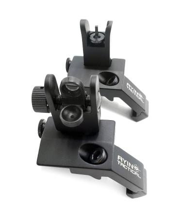 AYIN Tactical Flip Up Iron Sights for Rifle, Rapid Transition Backup Front and Rear Iron Sight, Picatinny Rail and Weaver Rail 45 Degree Offset Sight