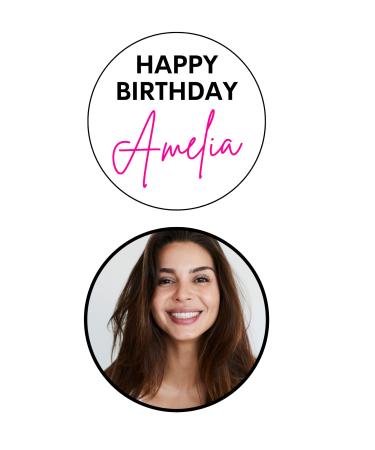 BURN AWAY Birthday CAKE TREND EDIBLE PHOTO Cake Toppers 1 x wafer/ 1 x icing YOUR PHOTOS 5"/6"/7" (7")