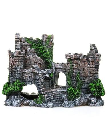 Movoja Aquarium Decoration - Medieval Castle Burg - For sweet and salt water - Ruin Ruinen Ritterburg Ritter Castle Ornament Aquaristics