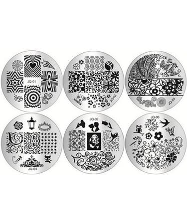 Bodhi2000 10 Pcs Nail Art Templates + 1 Stamper + 1 Scraper Stamping Kits Round Metal Plates DIY Nail Tools Random Patterns - Buy Online on SooperMarket.com