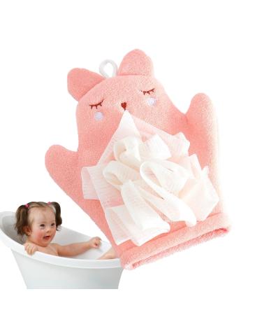 Kid Body Scrubber Boys Body Wash Towel Scrubber Comfortable Kid's Bath Towel Sponge Children's Body Wash Sponge for Gentle Cleansing Pink