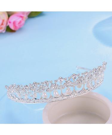 SSNUOY Pearl Wedding Tiara - Silver Rhinestone Bridal Crown for Women | Princess Hair Accessories - Buy Online on SooperMarket.com
