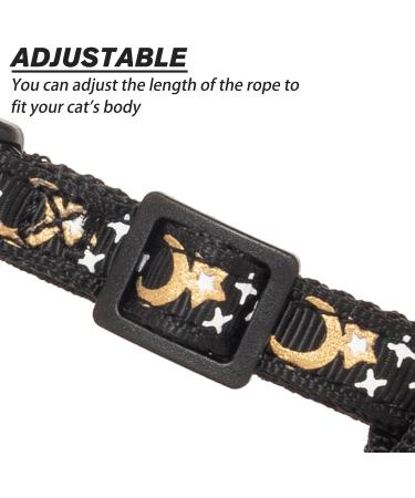 SCIROKKO Escape Proof Cat Harness and Lead Set - Luminous Moon and Star Design, Adjustable for Outdoor Walking - Safety Buckle, Black - Buy Online on SooperMarket.com