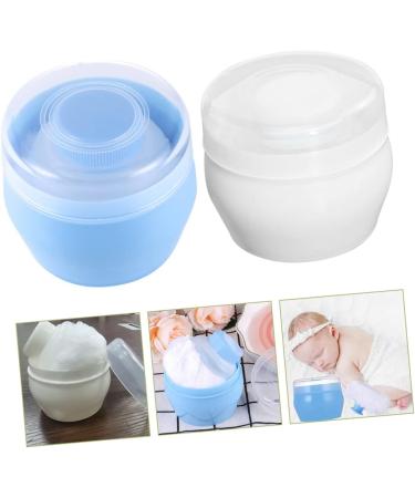 KOMBIUDA Travel Toddler for Mom Sponge Baby After Dusting Plastic Bath Container with Body Care Portable Powder Use Empty Puff Blue Cosmetic White Talcum Newborn Home Infant Face Case 2pcs 1 count (Pack of 1) - Buy Online on SooperMarket.com