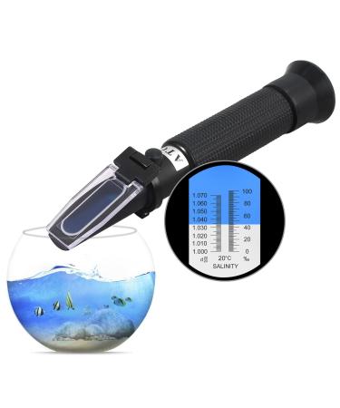 AUTOUTLET Salinity Refractometer for Aquarium Salinity Tester with ATC and Dual Scale 0-100 & 1.000-1.070 Specific Gravity Saltwater Tester for Seawater Pool Fish Tank Blue
