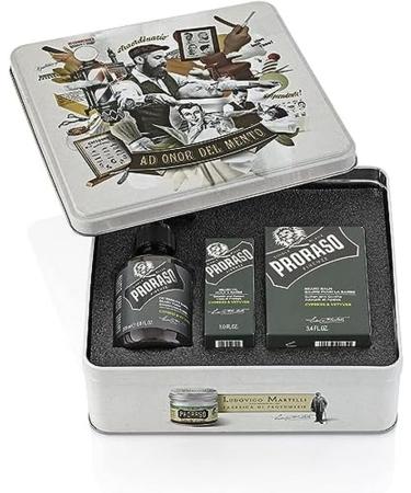 Proraso beard care trio set cypress and vetyver (3 -pack) high -quality set with nourishing beard oil cleaning beard shampoo and calming beard balm made in Italy Cypress e Vetiver