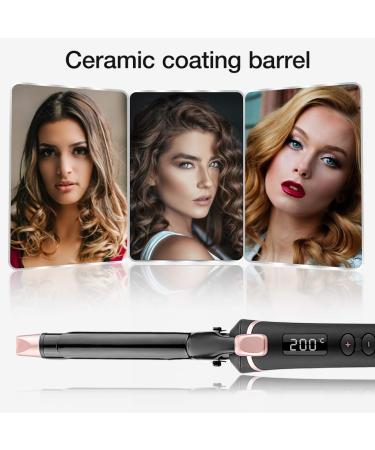 3/4 Inch Ceramic Curling Iron with LCD Display | 6 Temperature Settings Fast Heat Up & Dual Voltage | Hair Curler Includes Gloves (Black - Buy Online on SooperMarket.com