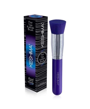 Flat Top Kabuki Foundation Brush By Keshima - Premium Makeup Brush for Liquid, Cream, and Powder - Buffing, Blending, and Face Brush (Regular Size, Neon Purple) Regular style Neon Purple