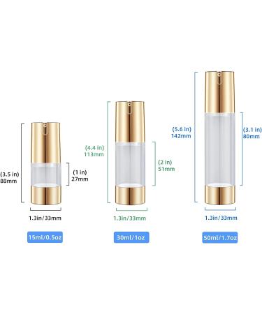 UMETASS 1.7oz (50ml) Gold Airless Pump Bottles - Set of 3 | Refillable Cosmetic Containers for Travel | Ideal for Lotion, Hand Sanitizer, Toner, Moisturizer, Facial Serum - Buy Online on SooperMarket.com