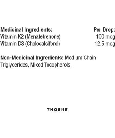 Thorne Vitamin D/K2 Liquid (Metered Dispenser) - Dietary Supplement with Vitamins D3 and K2 to Support Healthy Bones and Muscles - 1 Fluid Ounce (30 mL) - Buy Online on SooperMarket.com