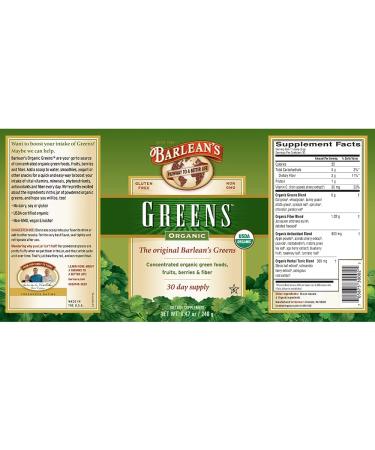Barlean's Greens Powder Formula Organic 8.47 oz (240 g) - Buy Online on SooperMarket.com