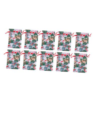 Anneome Clear Candy Bags 10pcs Christmas Bronzing Gauze Bag Clear Candy Bag Santa Snack Bags Drawstring Bag Calendar 20 17 4CM Assorted Color 3