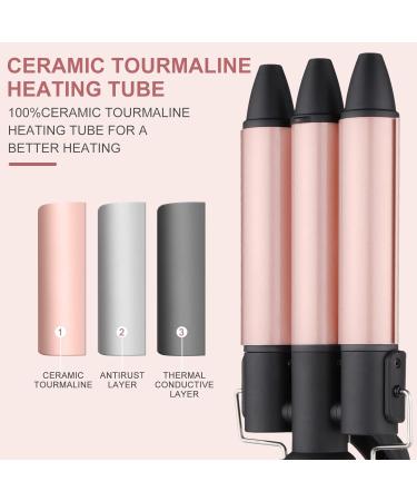 3 Barrel Hair Waver Curler 25MM - Rose Gold Mermaid Curling Wand - Buy Online on SooperMarket.com