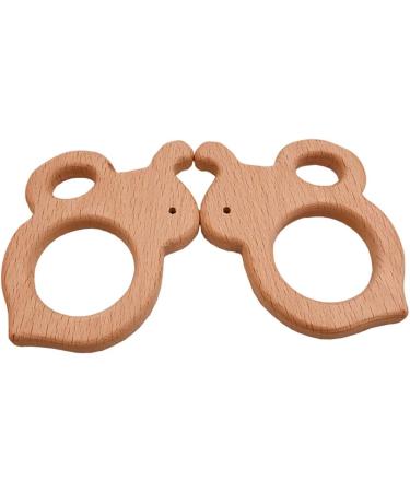 Wendysun 5pcs Cartoon Wood Teether Set - Natural Animal Round Bee Shape Baby Teething Toy - Buy Online on SooperMarket.com