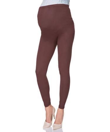 SOFTSAIL Maternity Leggings - Brown Over Bump High Waisted Pants with Belly Support for Pregnancy - Stretchy Cotton Trousers for Maternity Wear - Buy Online on SooperMarket.com