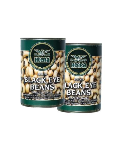 Heera Black Eye Beans Tin | 400G | Precooked Black Eye Beans | Healthy Nutritious | Ready to Eat Healthy Food | Indian Origin (Pack of 2) Black Eye Beans Pack 2