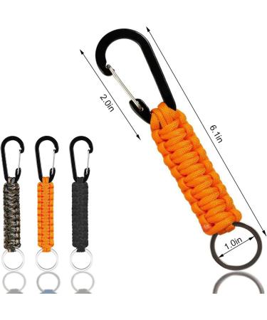 Viviihoo Paracord Keychain Set - 3 pcs Black Orange Camouflage | Carabiner Hooks & Braided Lanyard for Camping Hiking & Survival - 15.6cm - Buy Online on SooperMarket.com