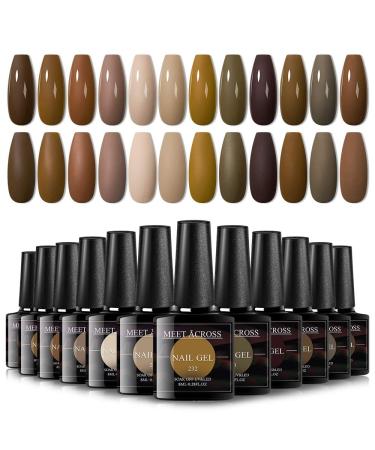 Nude Brown Fall Winter Gel Nail Polish Set - 12 Colors | Soak Off UV/LED Gel Kit for Salon-Quality Manicures | Perfect Gifts for Women - 8ml-0.28FL.OZ - Buy Online on SooperMarket.com