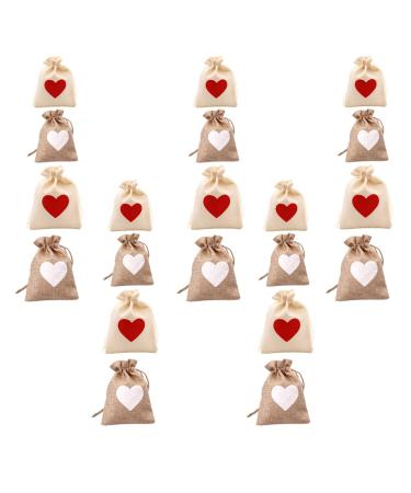 ABOOFAN 20pcs Heart Pattern Bags Small Bags Wedding Candy Wrapping Bags 18X13CM