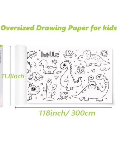 2pcs Children's Drawing Roll - Coloring Paper Roll for Kids  Drawing Paper Roll DIY Painting Drawing Color Filling Paper  120 * 11.8 Inches(Dinosaur+Animal) - Buy Online on SooperMarket.com