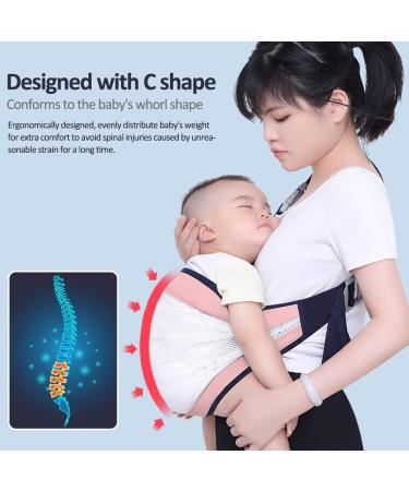HINATAA Breathable Baby Sling | Adjustable Baby Carrier Wrap with Quick Dry Thick Shoulder Straps | Suitable for 0-36 Months Baby | Pink B - Buy Online on SooperMarket.com