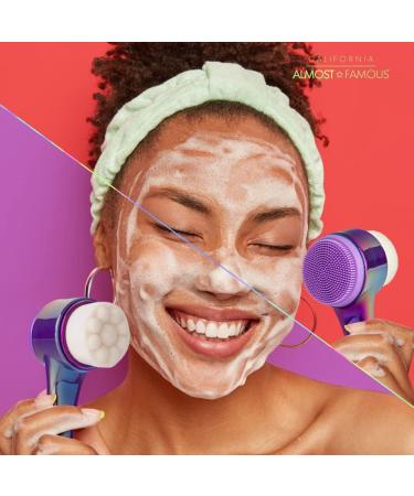 Almost Famous 2-in-1 Travel Face Scrubber Exfoliator Brush - Non-Electronic Eco Friendly Cleansing Tool for Lines, Wrinkles & Blackheads - Purple - Buy Online on SooperMarket.com