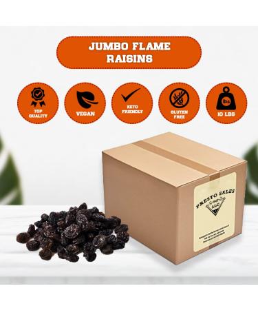 Jumbo Flame Raisins 10 lbs. (160 oz.) USA | Boron Rich | Vegan | No Added Sugar | Energy Boost Snack | Seedless | Presto Sales LLC - Buy Online on SooperMarket.com