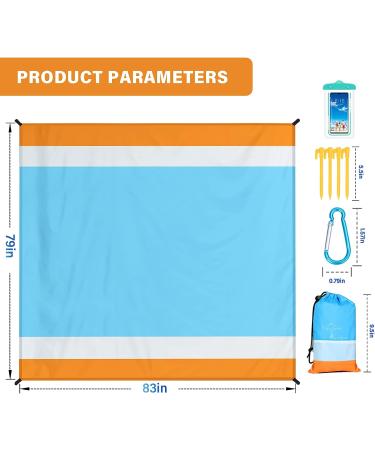 Famstar Beach Blanket Oversized Extra Large79 X 83" Waterproof Sandproof Beach Blanket 1-7 Adults Lightweight Durable for Travel Camping Hiking Picnic (79" X 83"  Orange&Blue) 79" X 83" Orange - Buy Online on SooperMarket.com