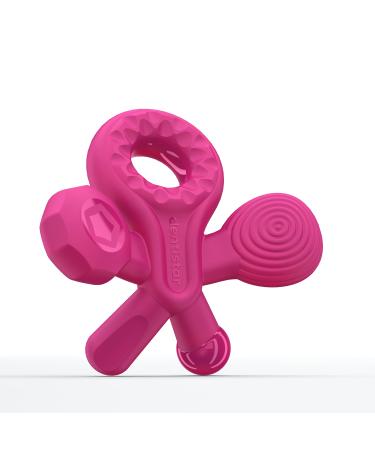 Smilo Champ - Teether for Babies Aged 3+ Months - Baby Teether Made of Soft Silicone to Help Baby Teething and Massage Gums - Baby Teething Toys with 5 Different Textured Structures - Plum