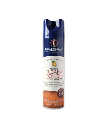 Guardsman Anytime Clean & Polish Wood Cleaner & Furniture Polish for Cabinets Tables and Other Wood Surfaces Aerosol Spray Lemon Fresh 12.5 Ounces