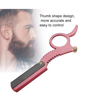 Manual Stainless Steel Men's Razor - Thumb Shape Straight Shaver for Facial Hair Removal (Red) - International Shipping Available - Buy Online on SooperMarket.com