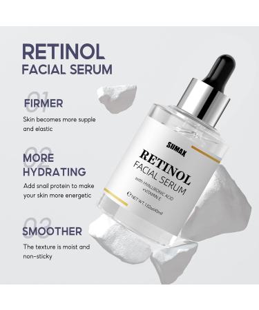 Retinol Facial Serum with Hyaluronic Acid & Vitamin E | Anti-Aging Skin Repair | Reduce Wrinkles & Fine Lines - Buy Online on SooperMarket.com