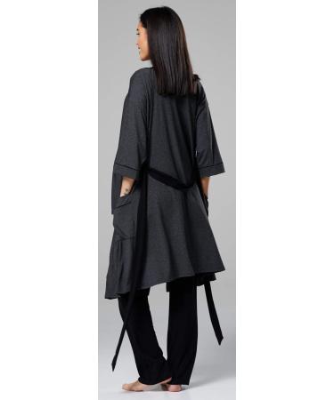 Happy Mama Maternity Nursing 3 Piece Nightwear Set - Graphite Melange & Black - Buy Online on SooperMarket.com
