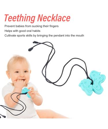 Sensory Chew Necklace for Home Use - Turquoise Green | Necklace Chewy Teether to Prevent Finger Sucking and Relieve Swelling with Beaded Edges - Buy Online on SooperMarket.com