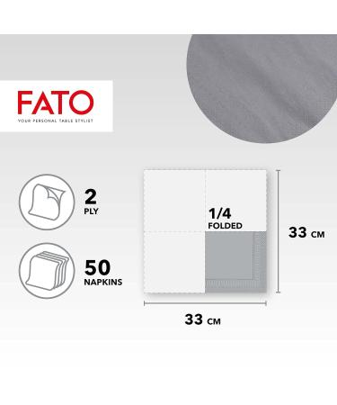 Fato Disposable Paper Napkins - 50 Pack 33x33cm Gray 2-Layer Perfect for Lunch & Buffets 100% Pure Cellulose FSC Certified - Buy Online on SooperMarket.com