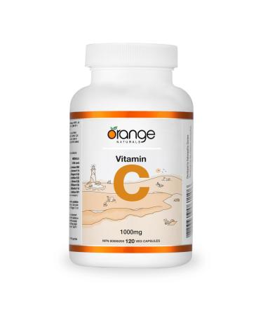 Orange Naturals Vitamin C 1000mg 120 V-Caps Non-GMO Ascorbic Acid Supplement Promotes Overall Wellness Antioxidant Support Helps Maintain Healthy Bones and Teeth High-Quality Vitamin C Formula