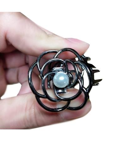 TANG SONG 4PCS Flower Style Metal Hair Claw Clips Set for Women - Silver, Gold, Rose Gold, Black - Hair Catch Barrette Jaw Clamp for Half Bun Hairpins - Ideal for Thin Hair - Floral Design - Buy Online on SooperMarket.com