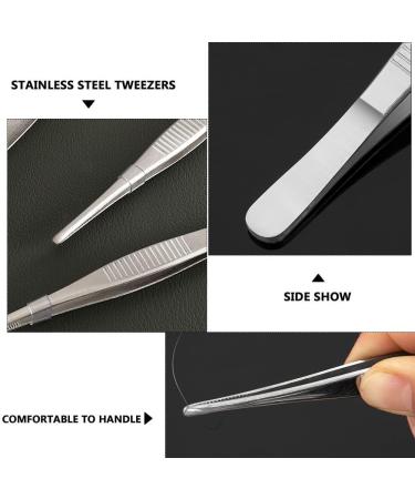Stainless Steel Tweezers 140mm - Multi Purpose Straight Tweezer for Facial Ingrown Hairs, Splinter Remover, Plants - Bent Tip - 2pcs - Buy Online on SooperMarket.com