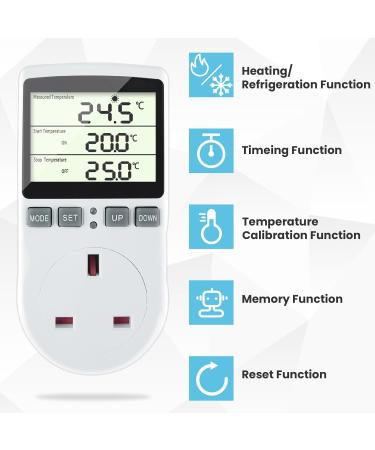 Doright Digital Temperature Controller LCD Screen Thermostat UK Plug - Ideal for Greenhouse, Farm, Terrarium, Reptile - 250V/13A - Buy Online on SooperMarket.com