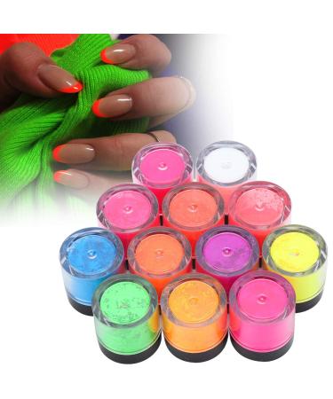 Fluorescent Powder Set - 12 Colors Glow in the Dark Nail Art & Party Decoration | DIY Phosphorus Manicure Accessories for Halloween - Buy Online on SooperMarket.com