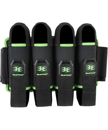 Empire Omega Paintball 4 Pod Harness Hook & Loop Strap Pack Black w/Green, Black / Lime