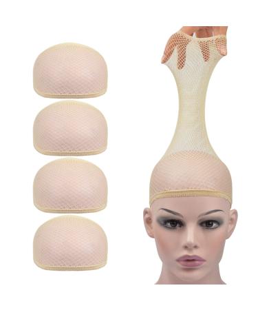 YTBYT 4 Pcs Wig Caps Mesh Wig Stocking Caps for Women Men Kids ( Mesh Wig Cap Beige )