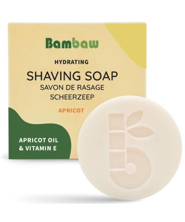 Bambaw | Shaving Soap for Women | 2.5 oz | Apricot Oil & Vitamin E Shave Soap | Shaving Bar for all Skin Types | Shaving for Women | Eco & Vegan Shaving Soap Bar | Apricot Shaving Soap Puck