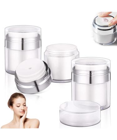 3Pcs Cream Jar Vacuum Bottle Airless Pump Bottle Portable Cosmetic Container Sample Pots Empty Refillable Travel Cream Bottle for Lotions Creams Makeup 15ml+30ml+50ml