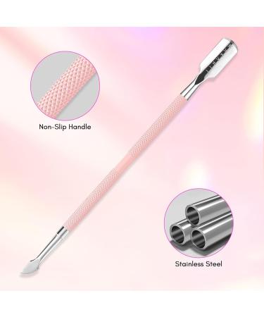 Makartt Nail Shaver - Double Head Cuticle Pusher Pink Stainless Steel Tool for DIY Nail Art & Manicure - Buy Online on SooperMarket.com