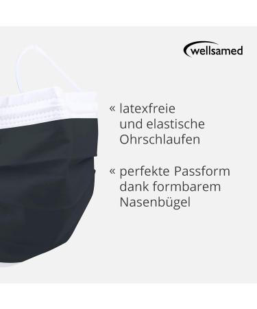 Buy Wellsamed Wellsamask 50-Piece Black Face Mask - Small Size Elastic Band | International Shipping Available - Buy Online on SooperMarket.com