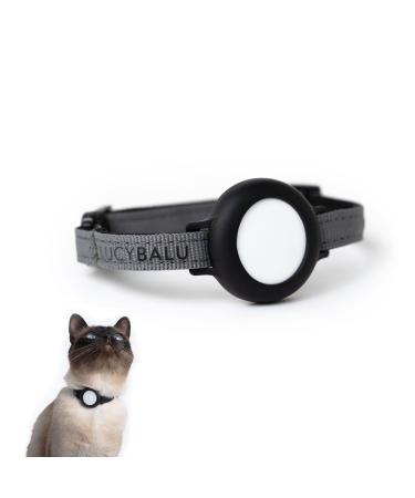 Lucybalu Premium Airtag Katzenhalsband |Tear -resistant collar for Airtag made of nylon |Airtag collar for cats |Cats Tracker |Apple Airtag compatible |Nylon band |anthracite