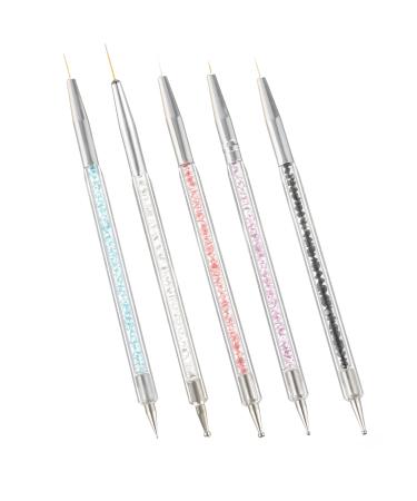Nail Art Liner Brushes 5 Pcs Double Ended Dotting Tools Set Manicure Drill Drawing Nails Brush Nail Brush Pen for Nail Art