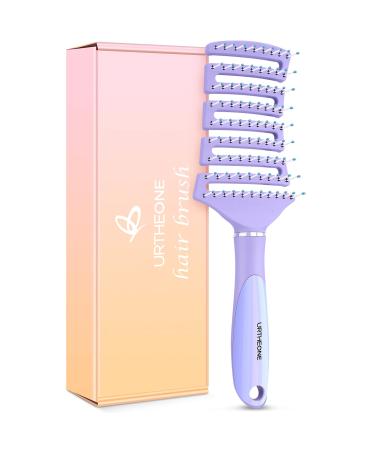 Hair Brush, Curved Vented Detangling Hair Brushes for Women Men Wet or Dry Hair,Faster Blow Drying Styling Professional Paddle Vent detangler brush for Curly Thick Wavy Thin Fine Long Short Hair purple